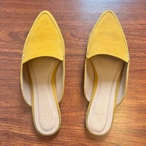 Joelle Leather Mustard Suede Loafer Slides